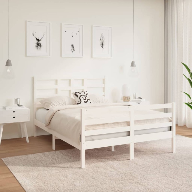 vidaXL Estructura de cama de madera maciza blanco 140x190 cm  
