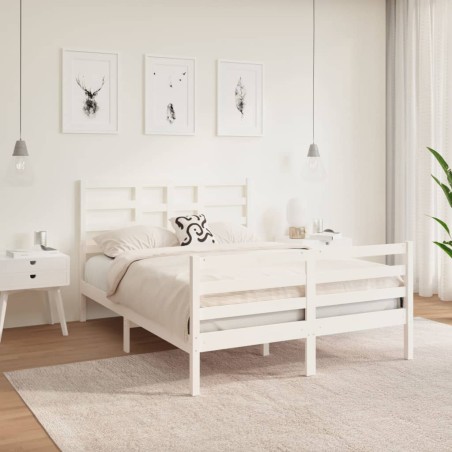 vidaXL Estructura de cama de madera maciza blanco 140x190 cm  