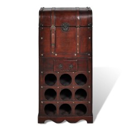 vidaXL Botellero de madera para 9 botellas baúl con cajón 