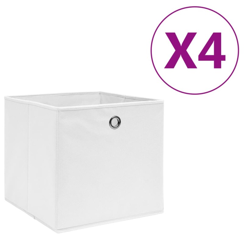vidaXL Cajas de almacenaje 4 uds tela no tejida blanco 28x28x28 cm vidaXL Cajas de almacenaje 4 uds tela no tejida blanco 28x28x28 cm