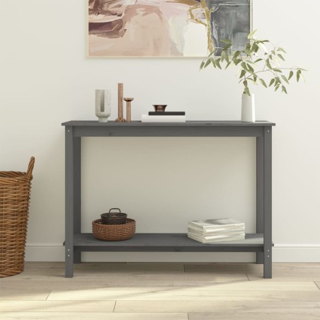 vidaXL Mesa consola de madera maciza de pino gris 110x40x80 cm