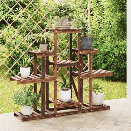 vidaXL Soporte para flores madera maciza abeto 110x25x96 cm