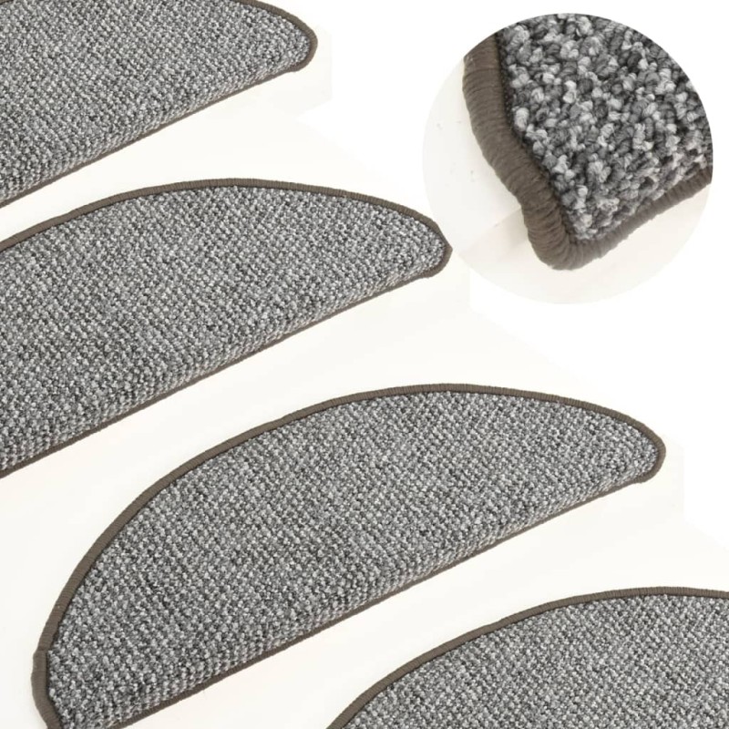 vidaXL Alfombras de peldaños de escalera 15 uds gris 65x25 cm vidaXL Alfombras de peldaños de escalera 15 uds gris 65x25 cm