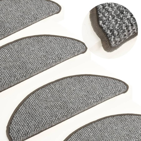 vidaXL Alfombras de peldaños de escalera 15 uds gris 65x25 cm