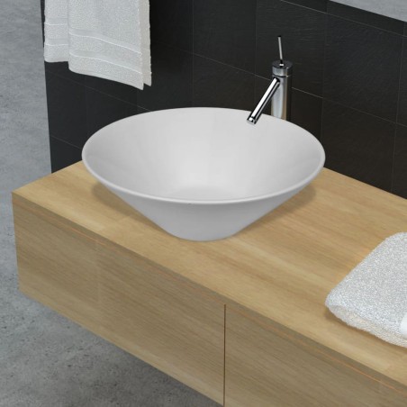 vidaXL Lavabo de cerámica porcelana Art blanco 
