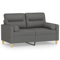 vidaXL Sofá de 2 plazas con cojines tela gris oscuro 120 cm