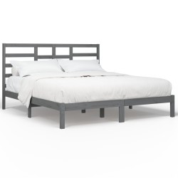 vidaXL Estructura de cama de madera maciza de pino gris 200x200 cm