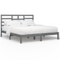 vidaXL Estructura de cama de madera maciza de pino gris 200x200 cm
