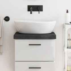 vidaXL Encimera baño madera maciza tratada gris oscuro 40x40x(2-6) cm