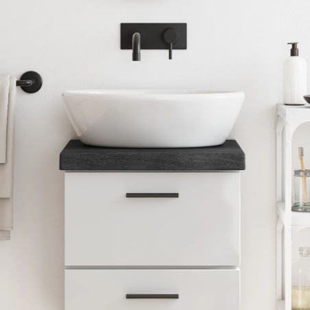 vidaXL Encimera baño madera maciza tratada gris oscuro 40x40x(2-6) cm