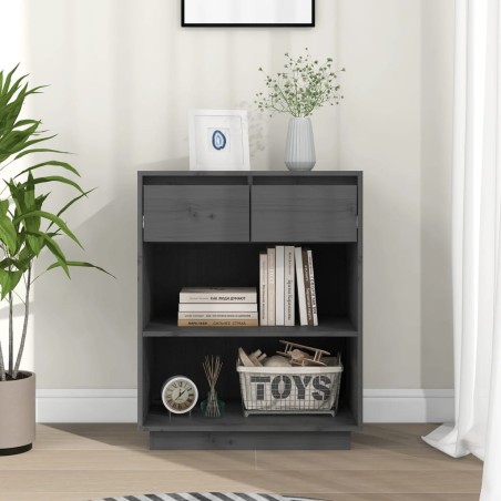 vidaXL Mesa consola de madera maciza de pino gris 60x34x75 cm