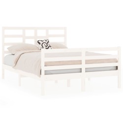 vidaXL Estructura de cama matrimonial madera maciza blanca 135x190 cm