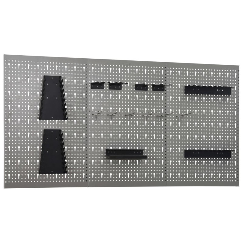 vidaXL Tableros de clavijas para pared 3 unidades acero 40x58 cm vidaXL Tableros de clavijas para pared 3 unidades acero 40x58 cm
