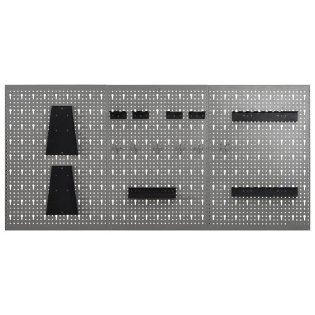 vidaXL Tableros de clavijas para pared 3 unidades acero 40x58 cm