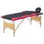 vidaXL Camilla de masaje plegable 2 zonas madera negro y rosa vidaXL Camilla de masaje plegable 2 zonas madera negro y rosa