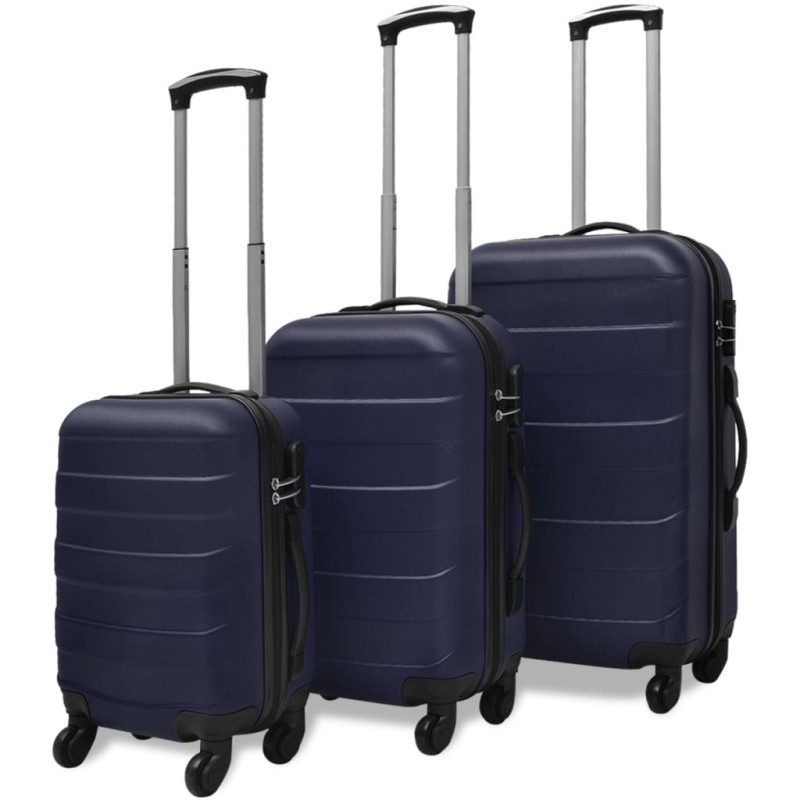 vidaXL Set Trolley Maleta Rígida Tres Uds. Azul vidaXL Set Trolley Maleta Rígida Tres Uds. Azul