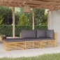 vidaXL Juego muebles de jardín 3 piezas y cojines madera maciza teca