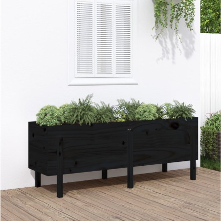 vidaXL Arriate elevado de jardín madera maciza pino negro 160x50x57 cm