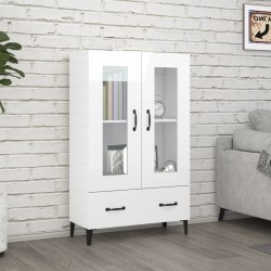 vidaXL Aparador de madera contrachapada blanco brillante 70x31x115cm