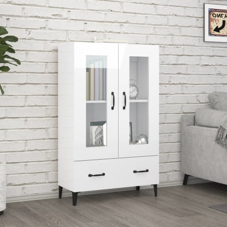 vidaXL Aparador de madera contrachapada blanco brillante 70x31x115cm