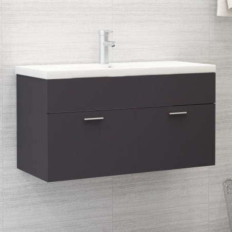 vidaXL Armario para lavabo madera contrachapada gris 90x38,5x46 cm