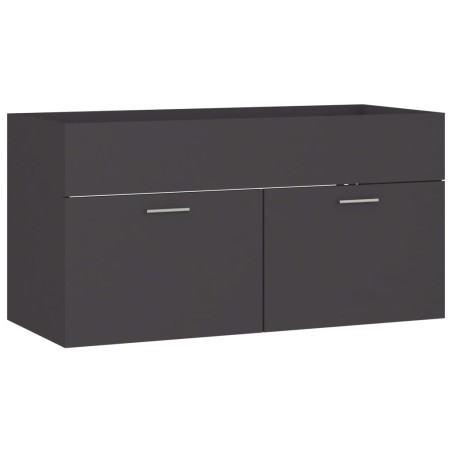 vidaXL Armario para lavabo madera contrachapada gris 90x38,5x46 cm