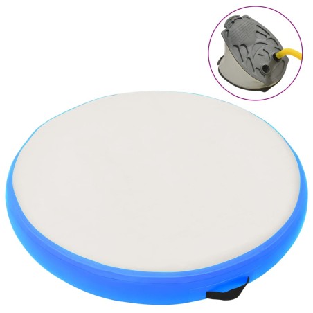 vidaXL Esterilla inflable de gimnasia y bomba PVC azul 100x100x20 cm