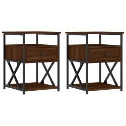 vidaXL Mesitas noche 2 uds madera ingeniería marrón roble 40x42x55 cm