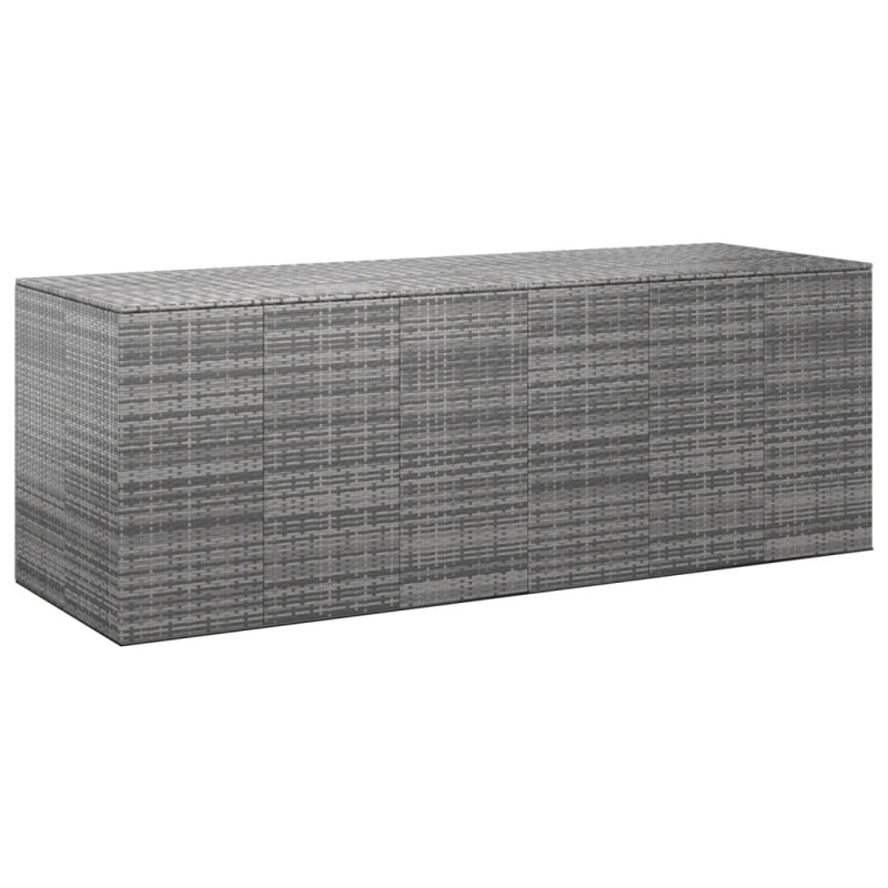 vidaXL Baúl para cojines de jardín ratán PE gris 291x100,5x104 cm vidaXL Baúl para cojines de jardín ratán PE gris 291x100,5x104 cm