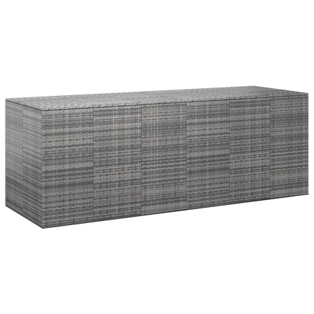 vidaXL Baúl para cojines de jardín ratán PE gris 291x100,5x104 cm