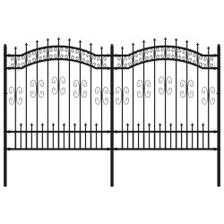 vidaXL Valla de jardín con punta de lanza acero recubierto negro 165cm