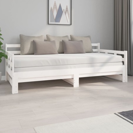 vidaXL Sofá cama extraíble madera maciza de pino blanco 2x(90x200) cm