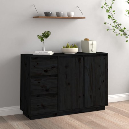 vidaXL Aparador de madera maciza de pino negro 111x34x75 cm