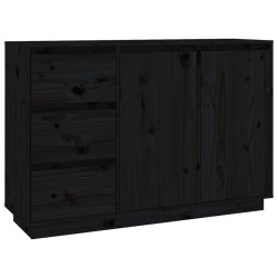 vidaXL Aparador de madera maciza de pino negro 111x34x75 cm