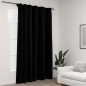 vidaXL Cortina opaca con ganchos look de lino negro 290x245 cm vidaXL Cortina opaca con ganchos look de lino negro 290x245 cm