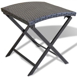 vidaXL Taburete plegable de ratán sintético negro 