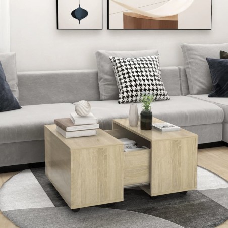 vidaXL Mesa de centro madera contrachapada roble Sonoma 60x60x38 cm