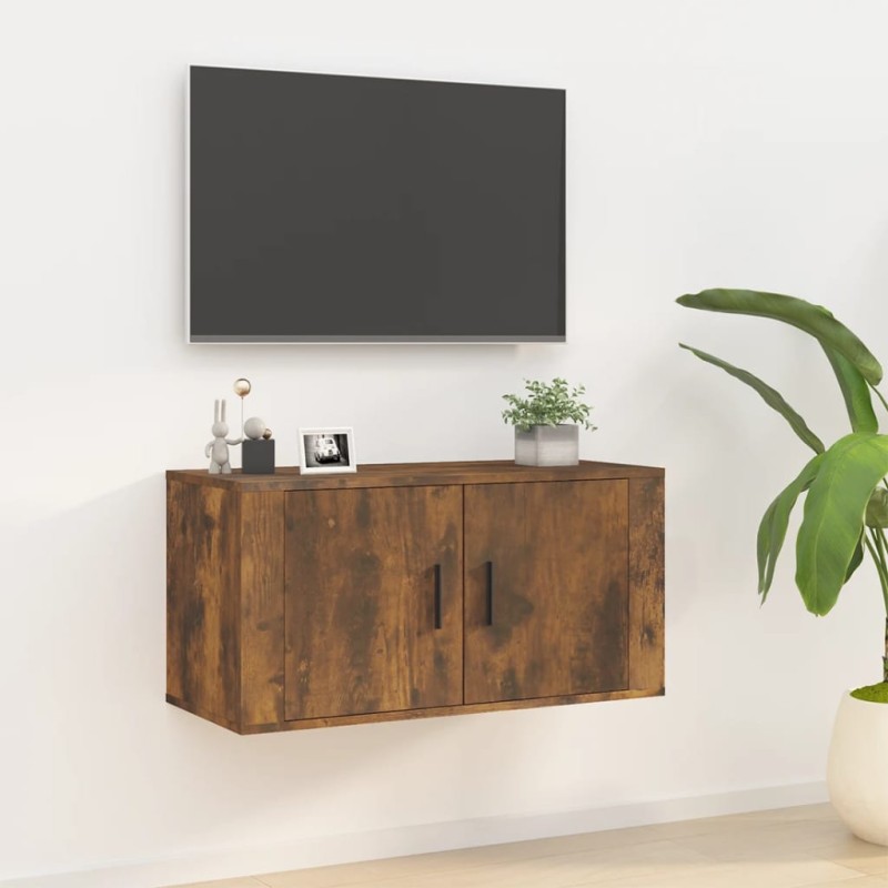 vidaXL Mueble para TV de pared roble ahumado 80x34,5x40 cm vidaXL Mueble para TV de pared roble ahumado 80x34,5x40 cm