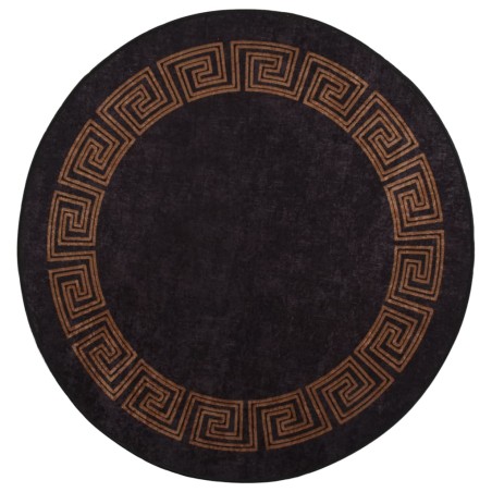 vidaXL Alfombra lavable antideslizante negro y dorado φ120 cm