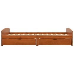 vidaXL Estructura de cama 2 cajones madera pino marrón miel 90x200 cm