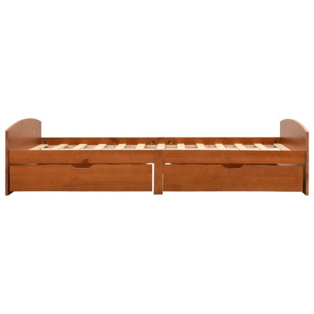 vidaXL Estructura de cama 2 cajones madera pino marrón miel 90x200 cm