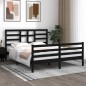 vidaXL Estructura de cama de madera maciza negra 160x200 cm