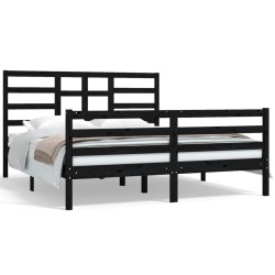 vidaXL Estructura de cama de madera maciza negra 160x200 cm