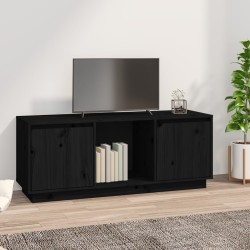 vidaXL Mueble para TV de madera maciza de pino negro 110,5x35x44 cm