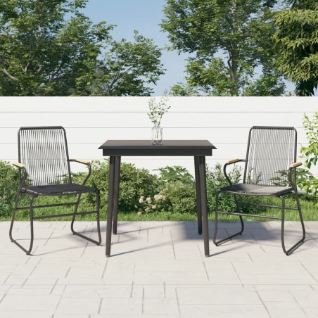 vidaXL Juego de comedor de jardín 3 piezas ratán PVC negro