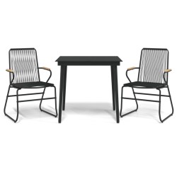 vidaXL Juego de comedor de jardín 3 piezas ratán PVC negro