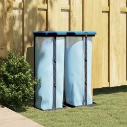 vidaXL Soportes para bolsas de basura 2 uds PP negro y azul 120 L