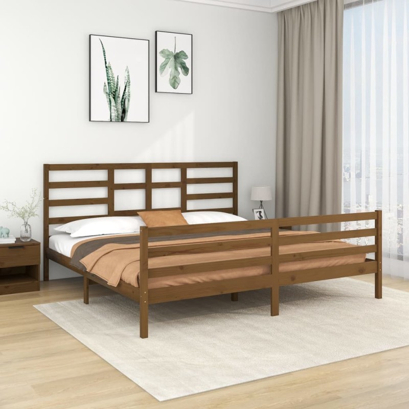 vidaXL Estructura de cama madera maciza de pino marrón miel 200x200 cm vidaXL Estructura de cama madera maciza de pino marrón miel 200x200 cm
