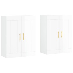 vidaXL Armarios de pared 2 uds madera de ingeniería blanco brillante