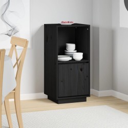 vidaXL Aparador de madera maciza de pino negro 38x35x80 cm